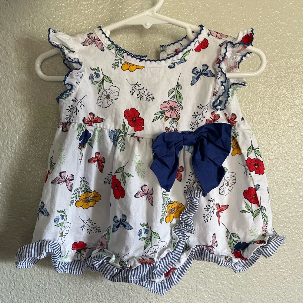 Good Lad Floral Dress with Blue Trim